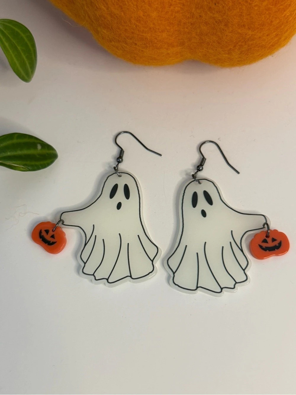 Ghost Pumpkin Halloween Glow in the Dark Earrings